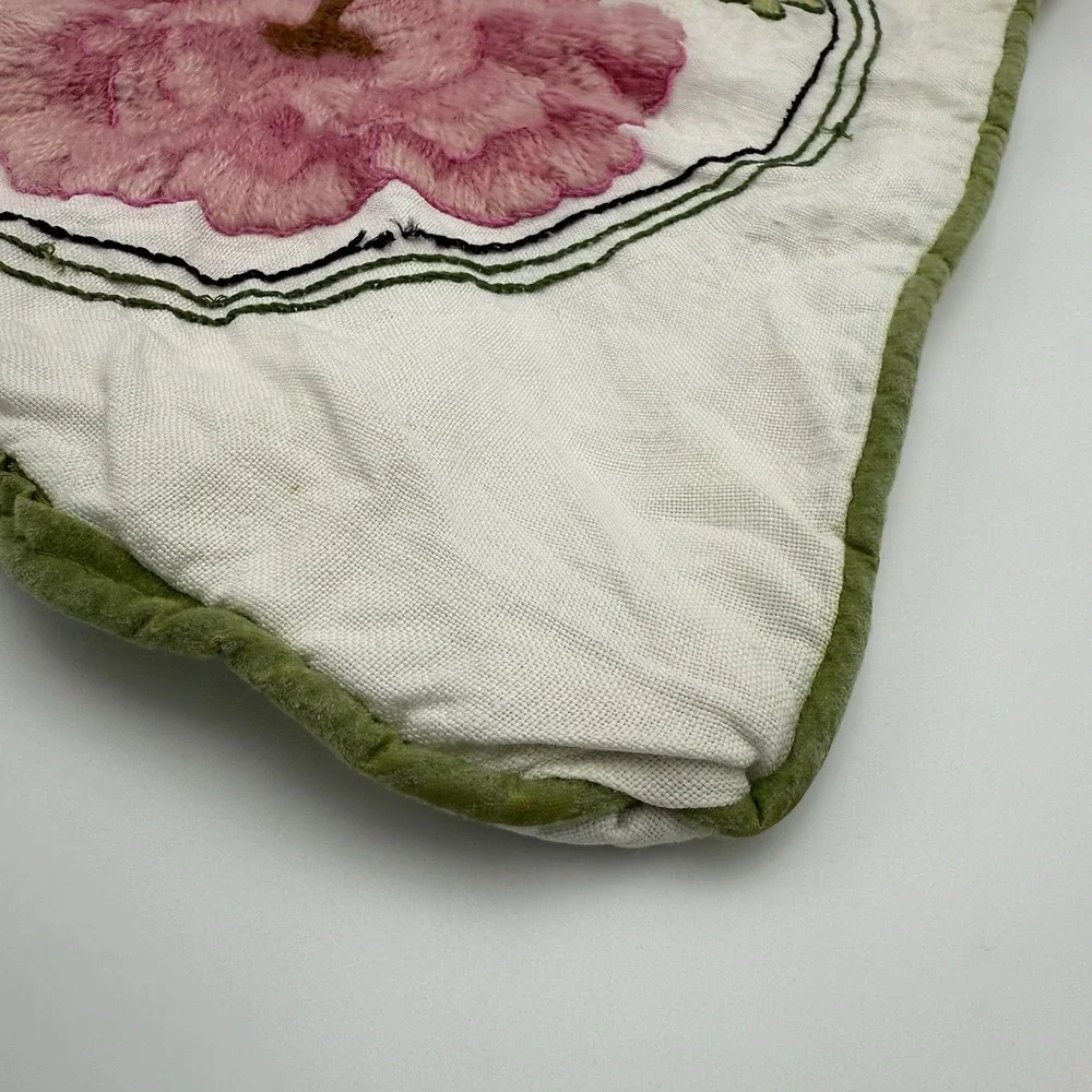 Vrg 80s Current Completed Embroidery Pillow Case Floral Poppies 16x16 Grannycore